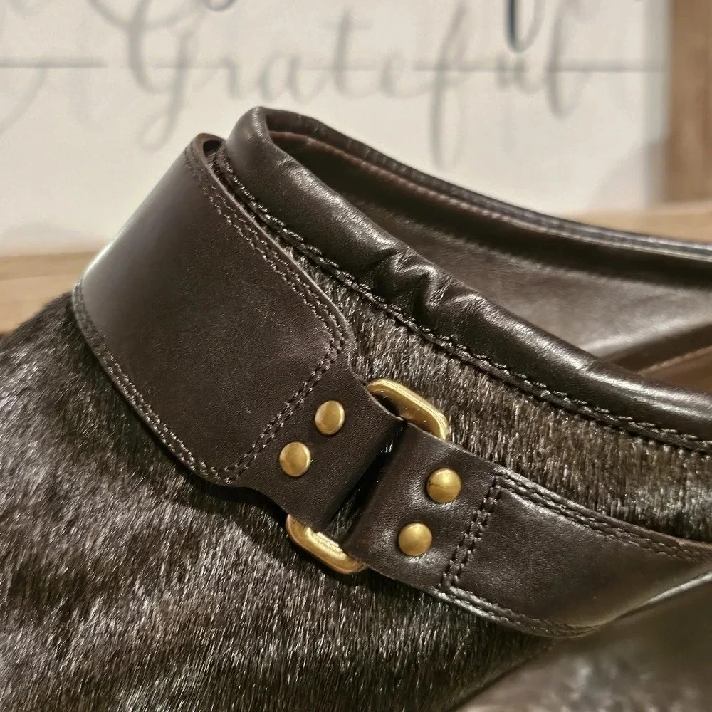 Cole Haan Calf Hair Clogs Mules Dark Brown Wmns Sz 9.5 - Picture 10 of 16